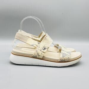 Cole Haan Sandals Womens 7.5 Beige Leather Snake Print Zerogrand Slingback Shoes